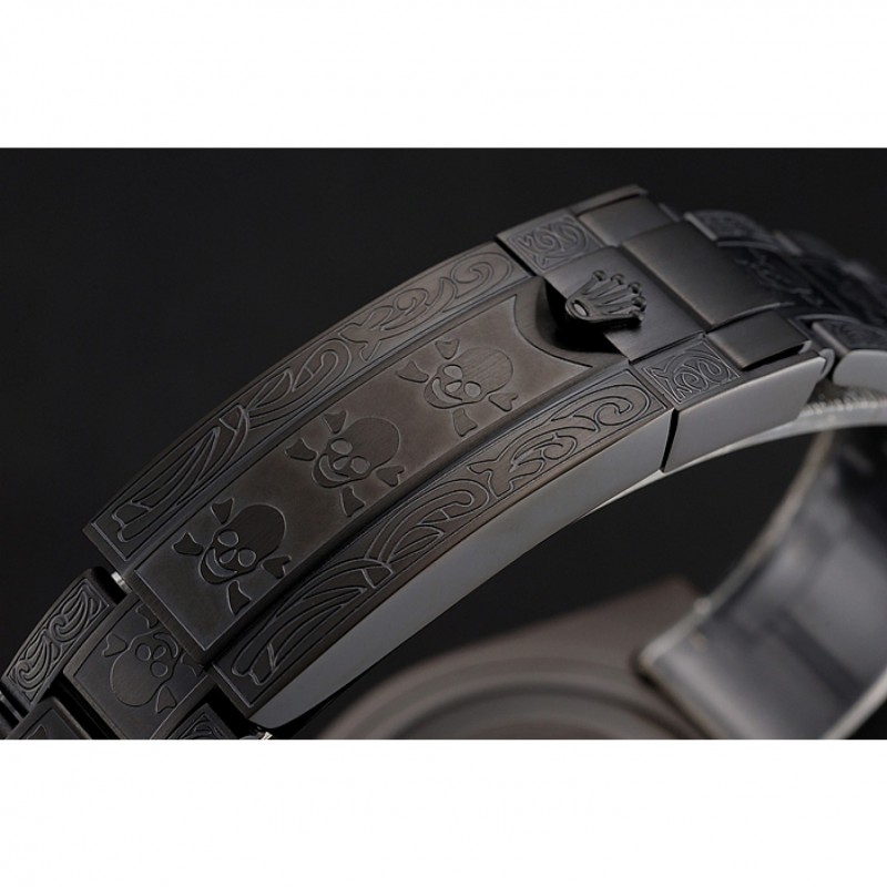 Swiss Rolex Submariner Skull Limited Edition Blue Dial All Black Case And Bracelet 1454084-5