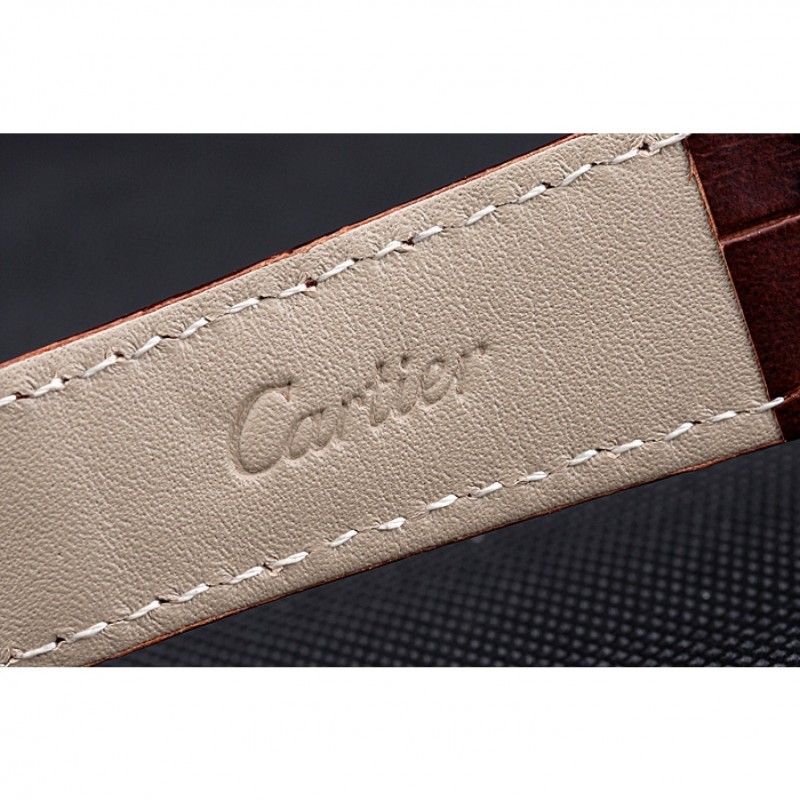Cartier Ronde Louis White Dial Brown Leather Strap 621976-7