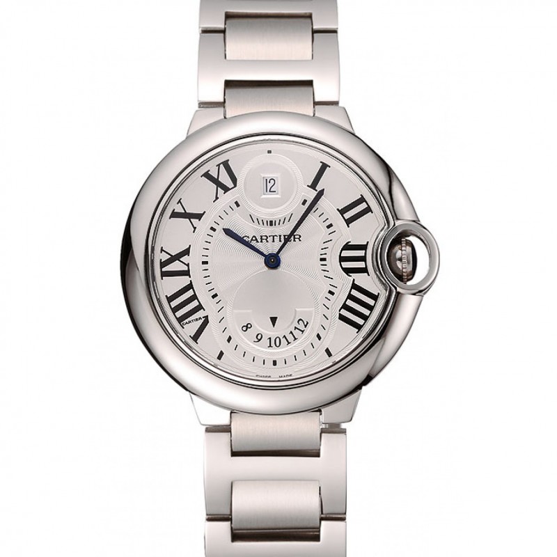 Swiss Cartier Ballon Bleu Two Timezone White Dial Stainless Steel Bracelet 1453879-0