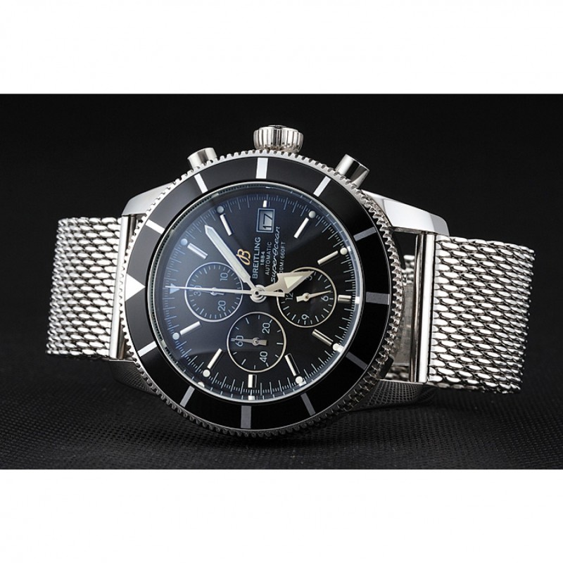 SS Breitling Superocean Heritage Chronographe 46 Black Dial And Bezel Stainless Steel Case And Bracelet-2