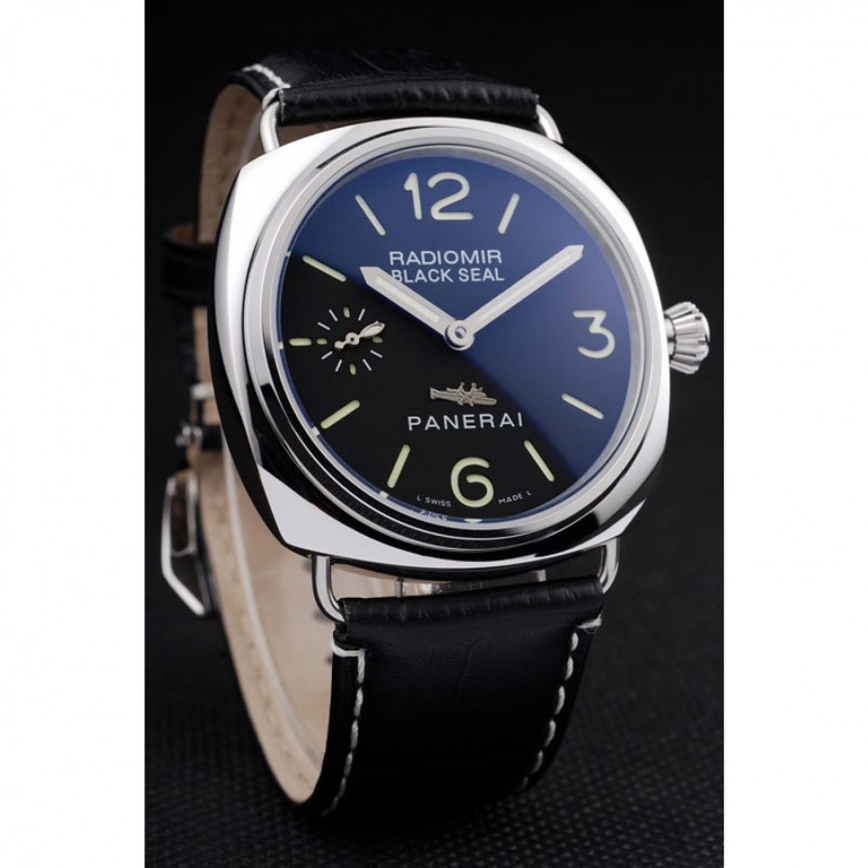 Panerai Radiomir Polished Stainless Steel Case Black Dial Black Leather Strap 98140-2