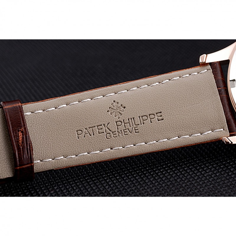 Patek Philippe Calatrava Rose Dial Rose Gold Case Brown Leather Strap 622836-7
