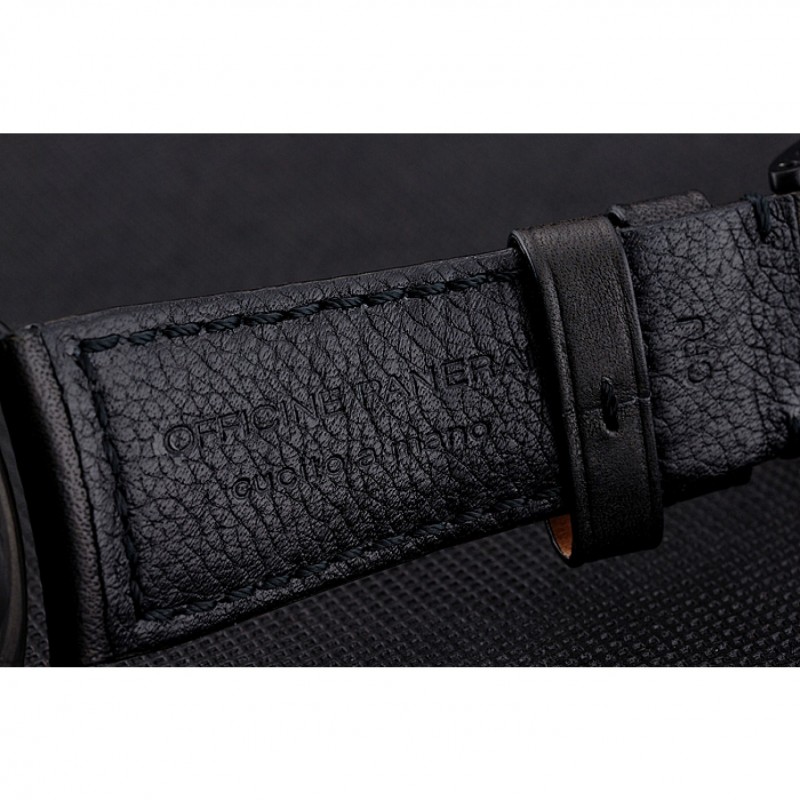 Swiss Panerai Radiomir Black Seal Carbotech Black Dial Black Case Black Leather Strap-6