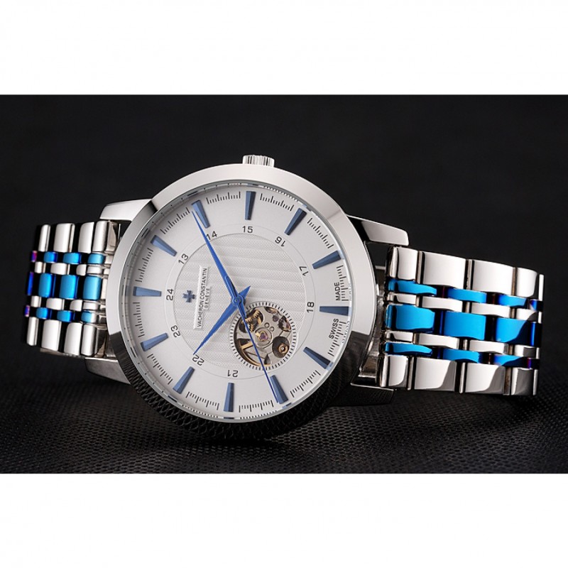 Vacheron Constantin Tourbillon White Dial Blue Numerals Stainless Steel Case Two Tone Steel Blue Bracelet-3