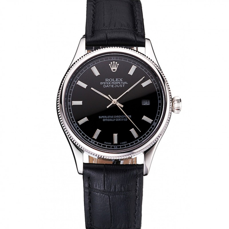 High End Replica Watches Swiss Rolex Datejust Black Dial Stainless Steel Case And Bracelet-0