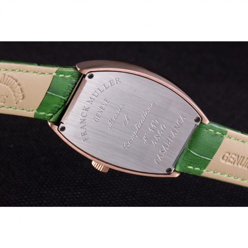 Franck Muller Casablanca Green Croco Leather Band Crystal Encrusted Bezel 621646-7