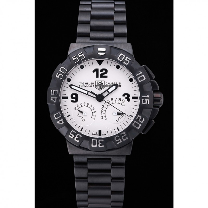 SS Replica Watches Tag Heuer Formula One Calibre S White Dial Ion Plated Steinless Steel Bracelet 622298-1