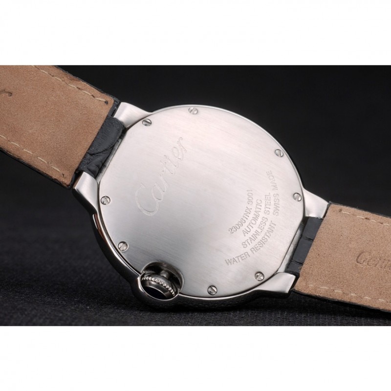 SS Cartier Ballon Bleu 42mm Black Dial Stainless Steel Case Black Leather Bracelet-7