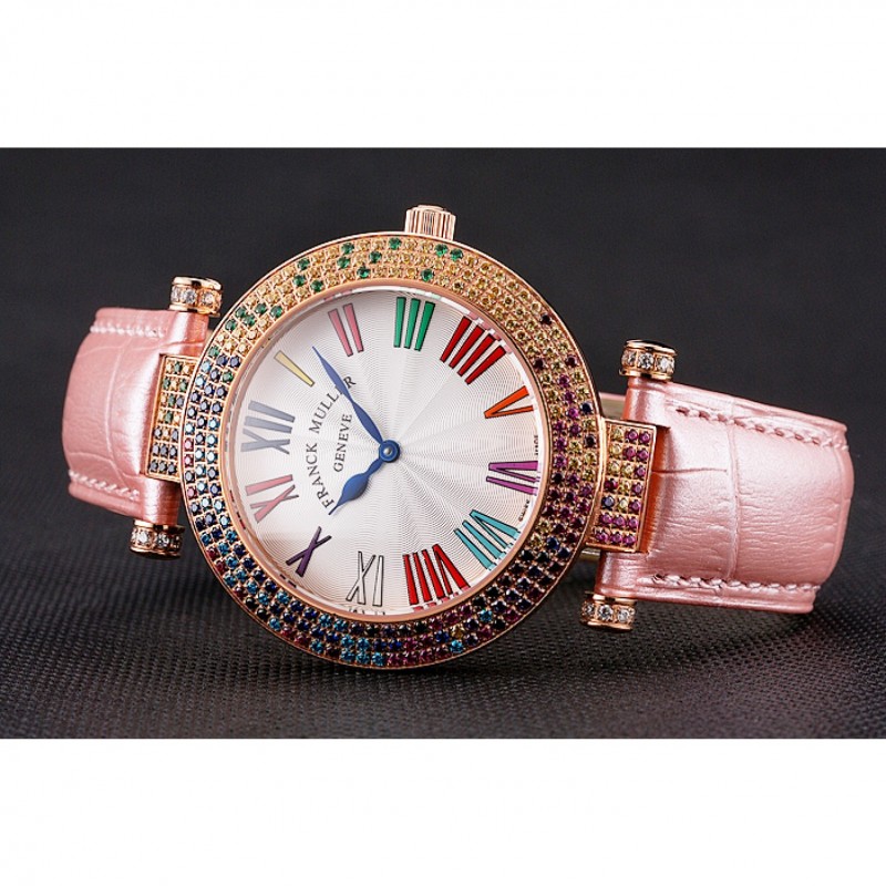 Franck Muller Double Mistery 4 Saisons White Dial Rose Gold Case Light Pink Leather Strap-4