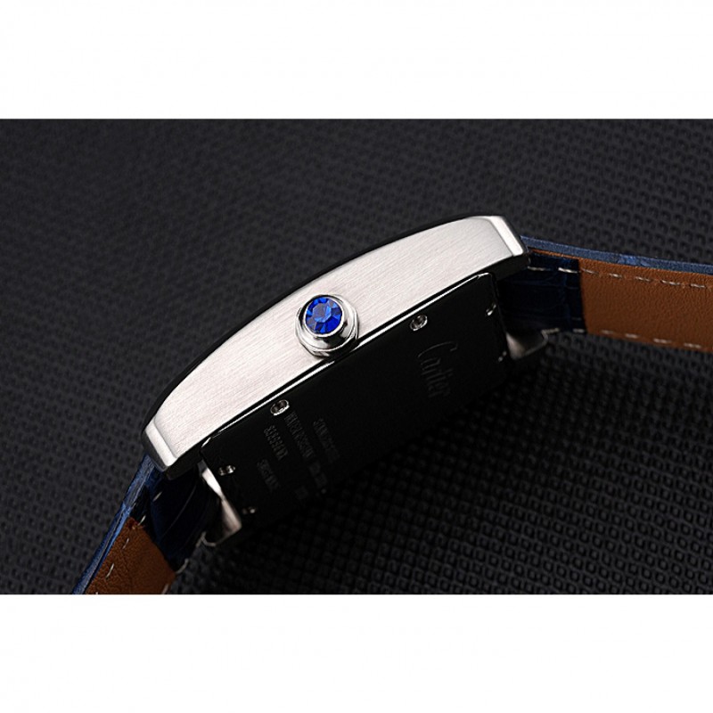 Cartier Tank MC White Dial Stainless Steel Case Blue Leather Strap 622575-4