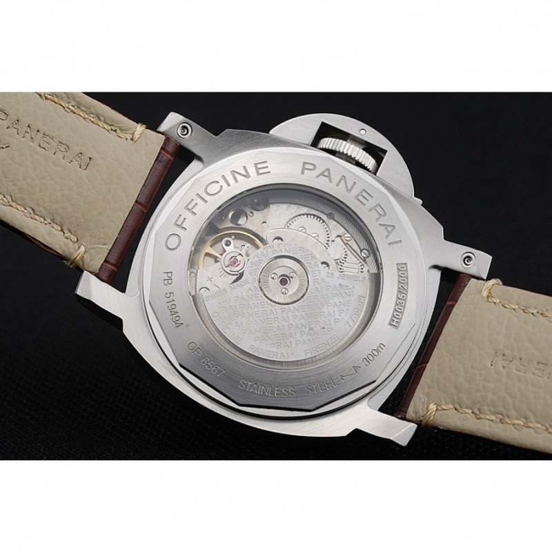 Panerai Luminor GMT Black Dial Brown Leather Bracelet-5