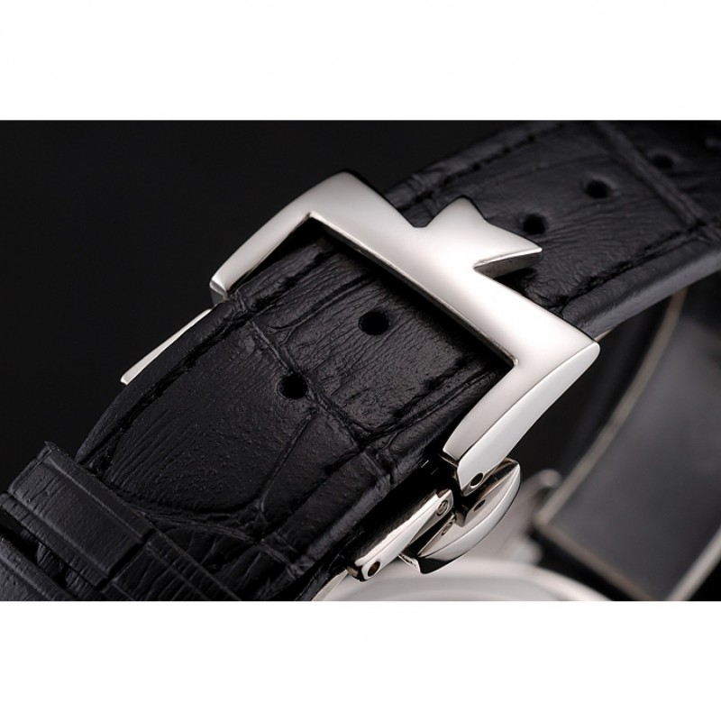 High Quality Replica Watches Swiss Vacheron Constantin Traditionnelle Day Date White Dial Black Leather Bracelet 1453987-4