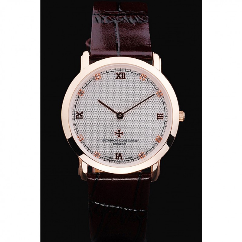 Vacheron Constantin Silver Dial Rose Gold Case Rich Maroon Bracelet-1