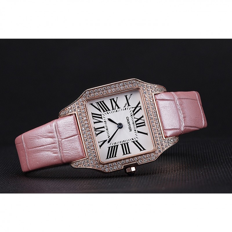 High Quality Cartier Santos 100 Diamond Rose Gold Bezel 621915-3