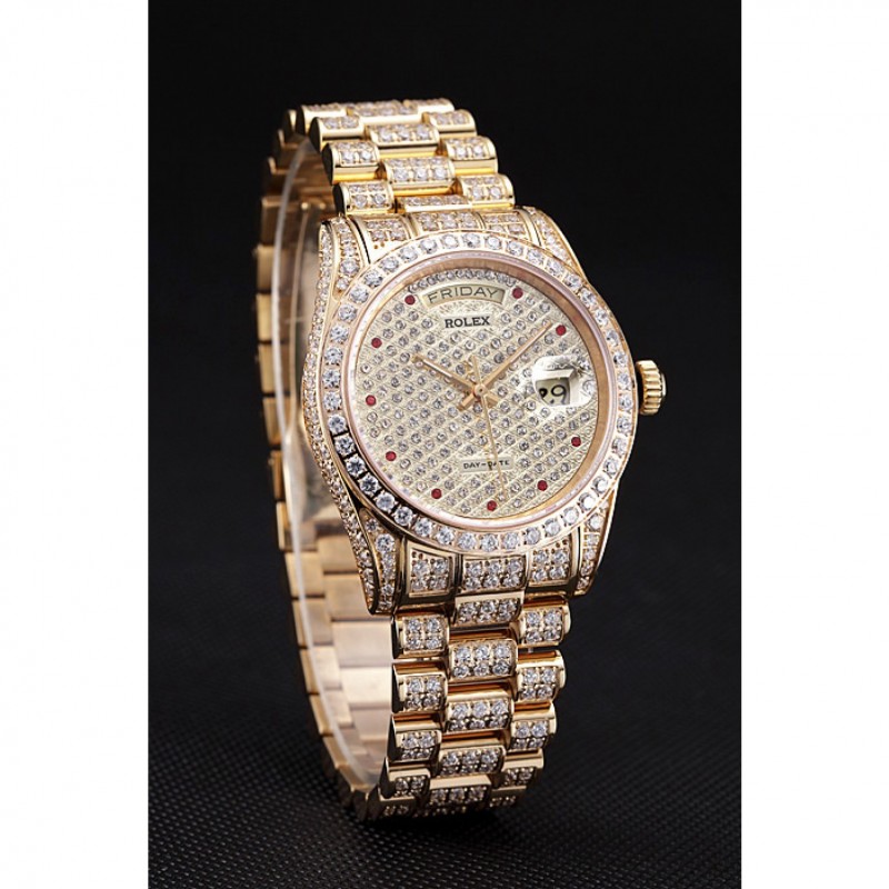 High Quality Swiss Rolex Day-Date Diamonds Yellow Gold-srl185 621615-2