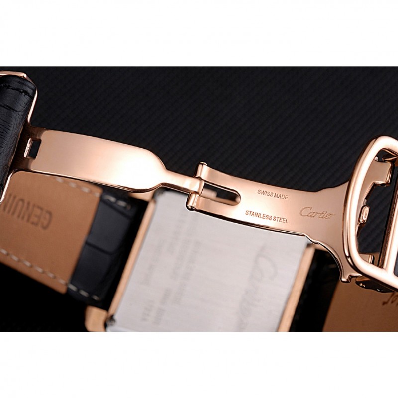 High Quality Cartier Tank MC White Dial Gold Case Black Leather Bracelet 622693-6