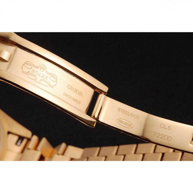 Swiss Rolex Day Date Diamond Pave Dial And Bezel Gold Case And Bracelet-6