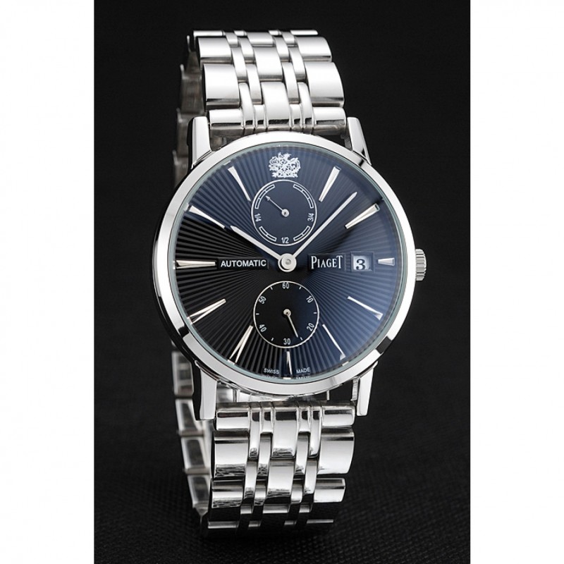SS Replica Watches Piaget Altiplano Black Dial Silver Case Stainless Steel Bracelet 1454232-2