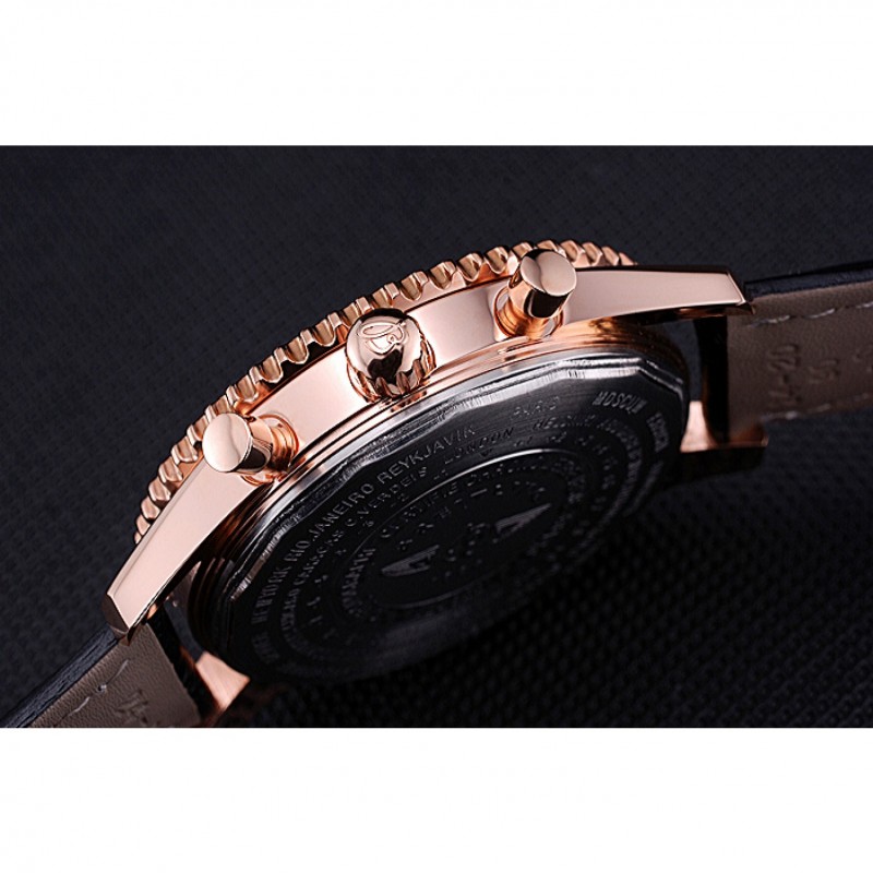 Breitling Navitimer 01 Black Dial Rose Gold Case Black Leather Bracelet 622503-8