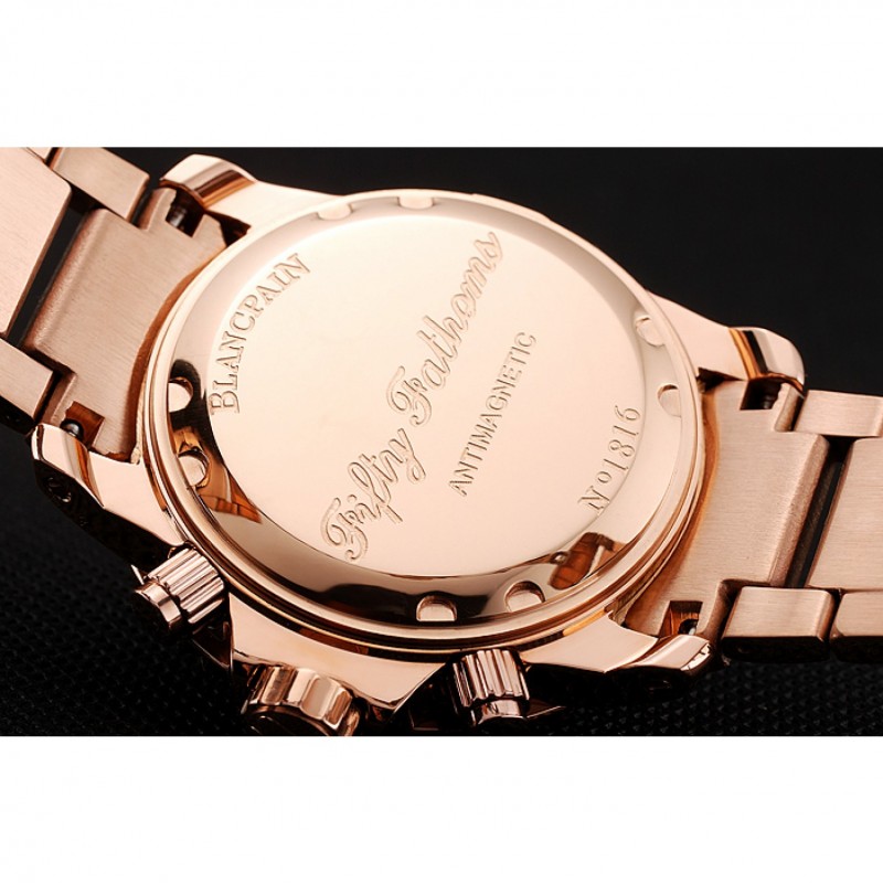 Blancpain Fifty Fathoms Flyback Chronograph Black Dial Rose Gold Case And Bracelet 1453772-7