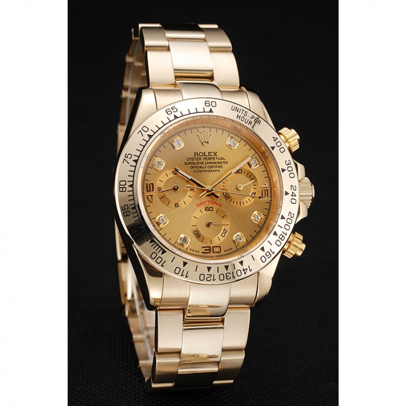 Rolex Cosmograph Daytona Brown Dial Diamond Numerals Gold Case And Bracelet 1454245-2