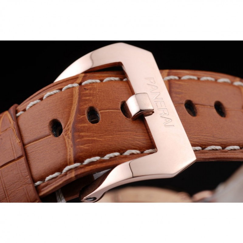 Panerai Radiomir Rose Gold Case Black Dial Brown Leather Strap 98136-5