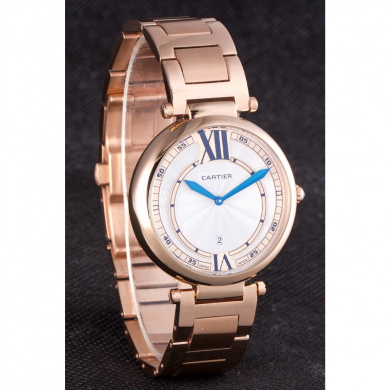 High End Cartier Ballon Bleu Rose Gold Stainelss Steel Strap White Dial 621453-2