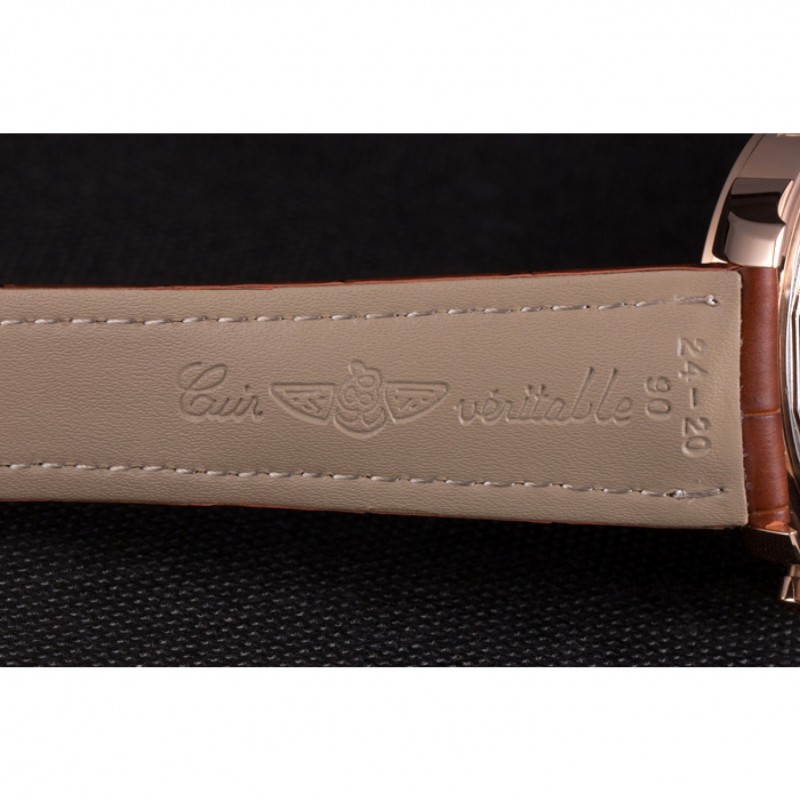 Breitling Transocean White Dial Brown Leather Strap Rose Gold Bezel-8