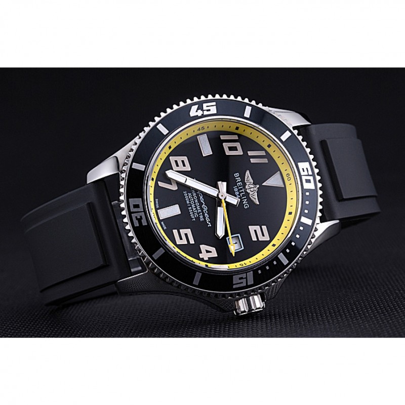 Breitling Superocean Black Yellow Dial Watch 622331-3