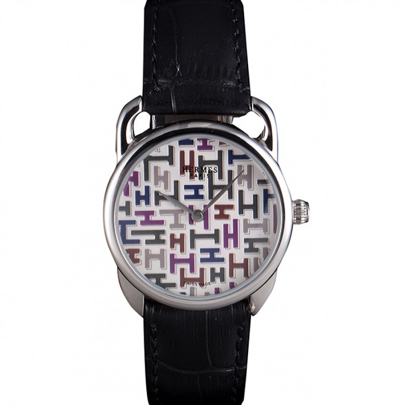 High Quality Hermes Classic Croco Leather Strap Multicolor Patterned Logo Dial 801407-0