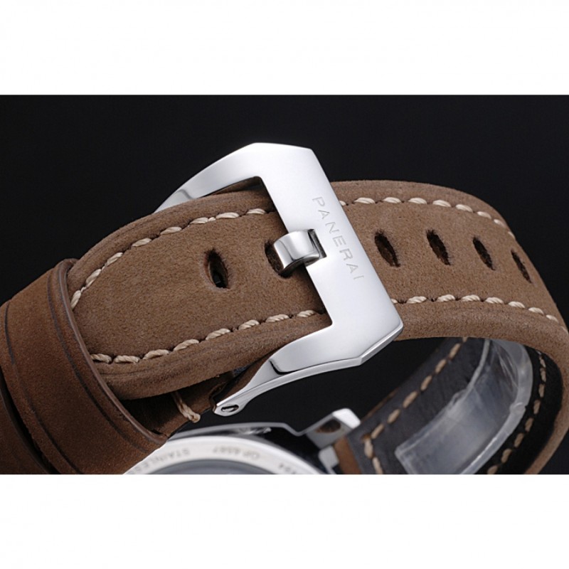 AAA Replica Watches Panerai Luminor Marina Stainless Steel Bezel Khaki Leather Bracelet 622311-4