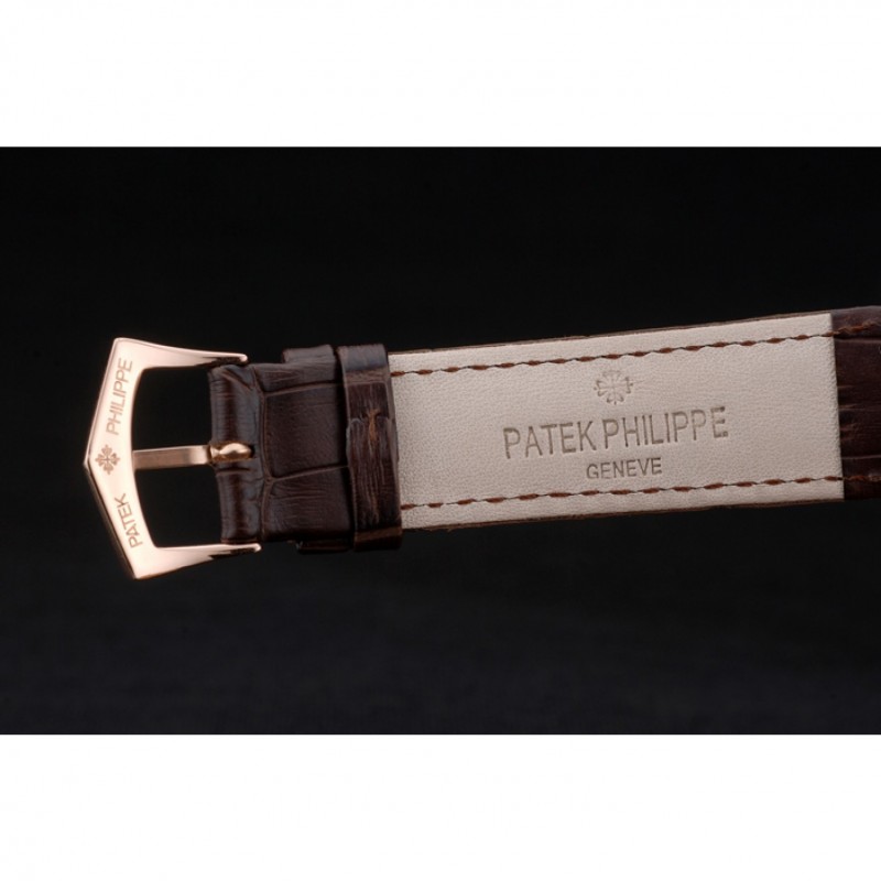 Patek Philippe Swiss Calatrava Ribbed Bezel Grey Dial Brown Leather Strap 7650-6