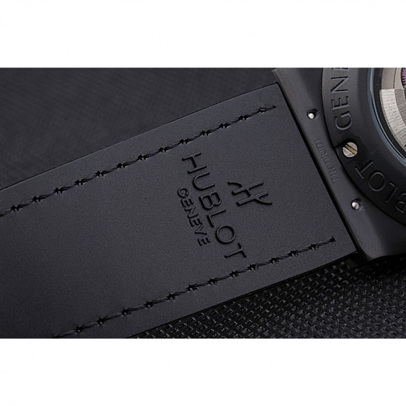 Hublot Classic Fusion Diamond Skull Dial Black Steel Case Black Leather Strap 622815-7