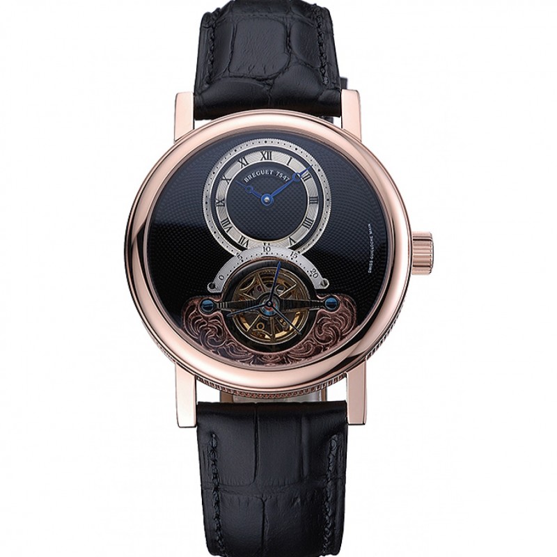 Breguet Classique Grande Complication Tourbillon Gold Case Black Dial Black Leather Strap 622211-0