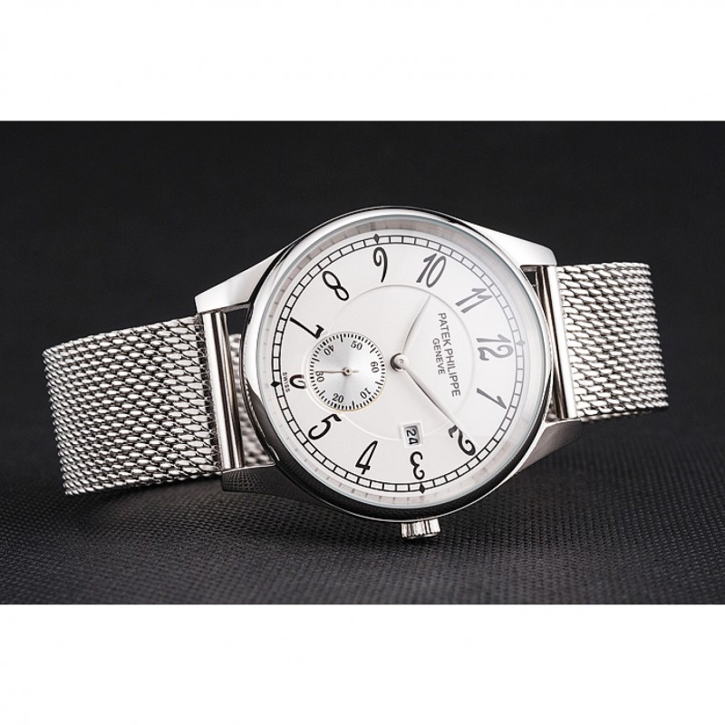 Patek Philippe Calatrava Small Seconds White Dial Stainless Steel Case And Bracelet-4