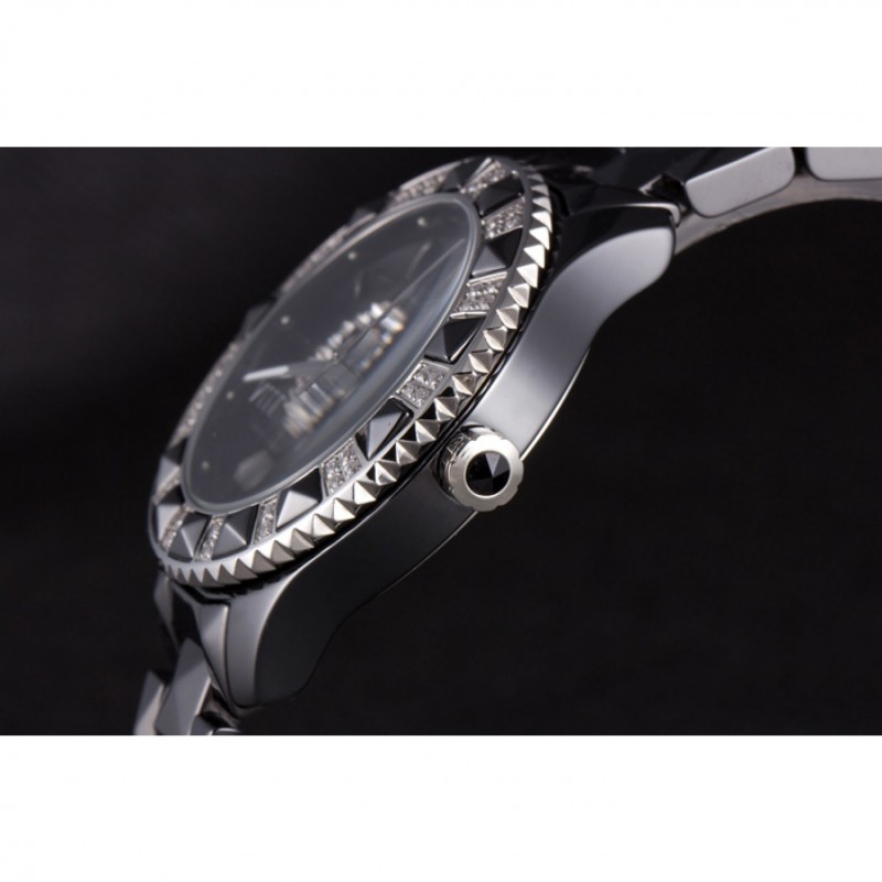 AAA Dior VIII Diamond Encrusted Black Bezel Black Bracelet cd09 621362-5