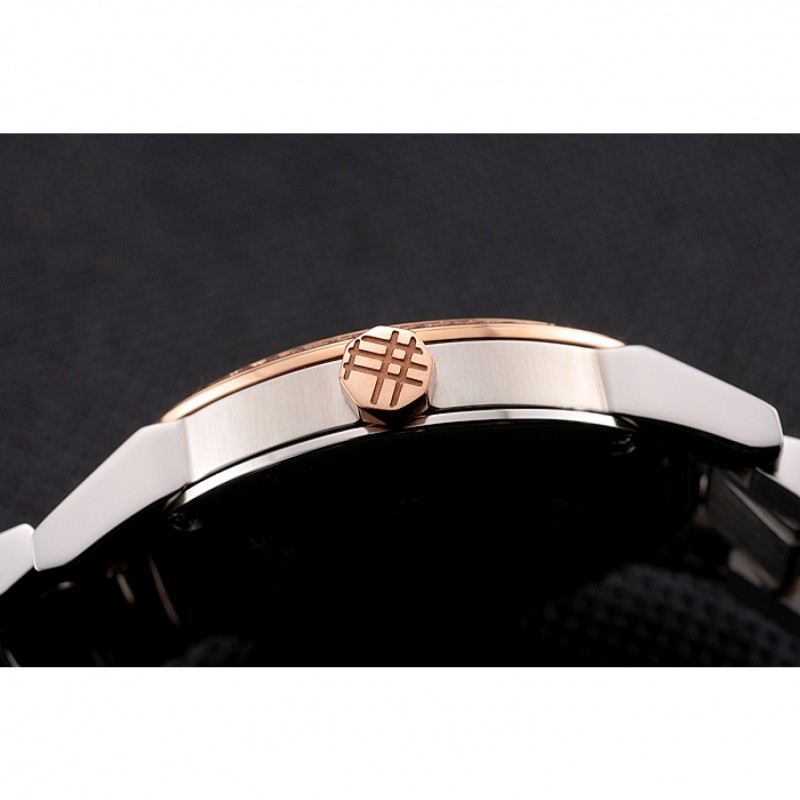 Burberry The City Black Dial Rose Gold Diamond Bezel Stainless Steel Case Two Tone Bracelet-8