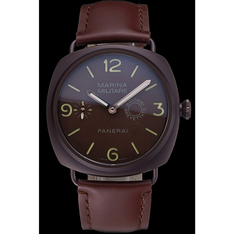 Panerai Luminor Marina Militare Purple Stainless Steel Bezel Brown Bracelet 622321-1
