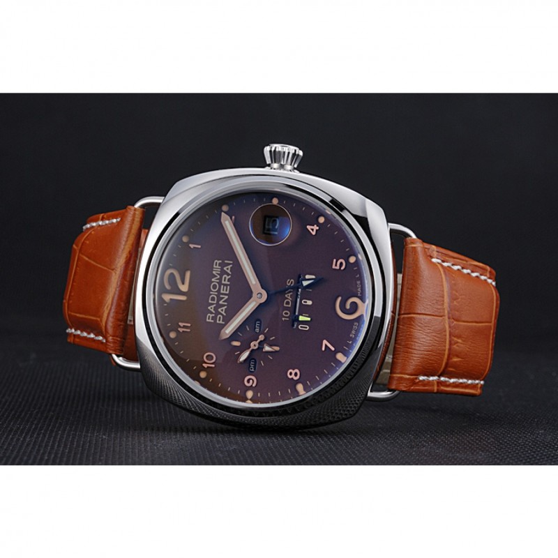 Panerai Radiomir Stainless Steel Bezel Cognac Leather Bracelet 622327-4