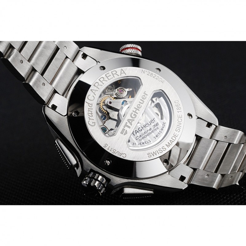 Tag Heuer Swiss Carrera Tachymeter Bezel Stainless Steel Black Dial-5