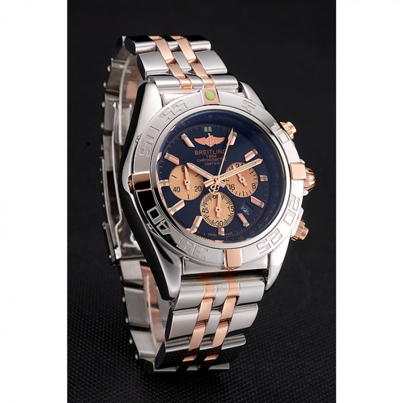 High Quality Breitling Chronomat 44 Black Dial with White Subdials 2 Tone Stainless Steel Bracelet 622509-2