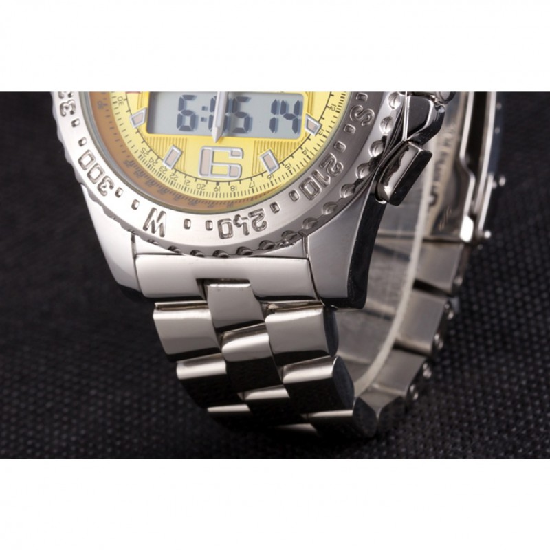 Breitling Certifie Yellow Dial Stainless Steel Strap Rose Gold Bezel-6