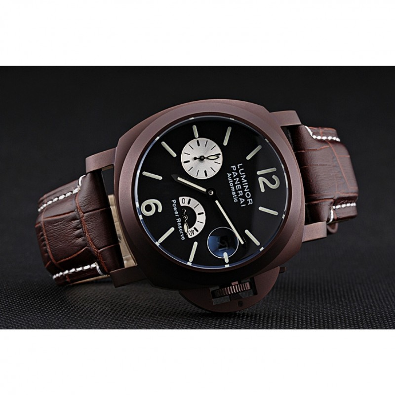 Panerai Luminor Brown Leather Strap Black Dial 80163-4