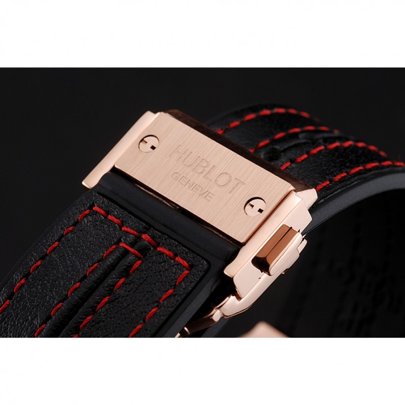 SS Replica Watches Hublot Big Bang Ferrari Silver Dial Carbon Bezel Gold Case Black Leather Strap 622769-5