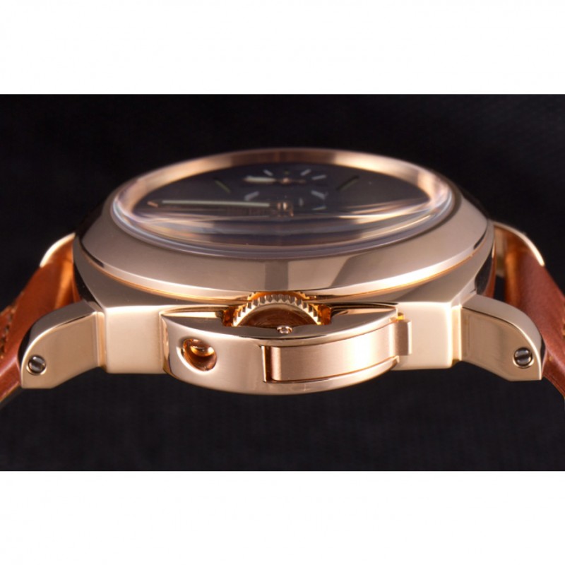 Panerai Luminor Marina Black Dial Brown Leather Bracelet-5