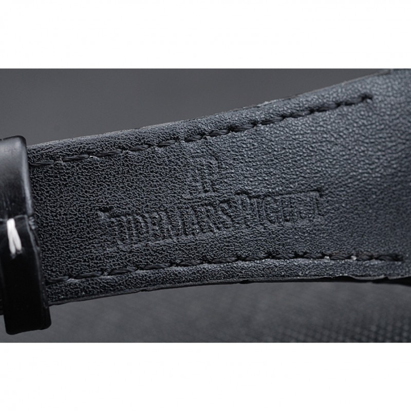 Swiss Audemars Piguet Royal Oak Offshore Gold Dial Stainless Steel Case Black Leather Strap 622849-6