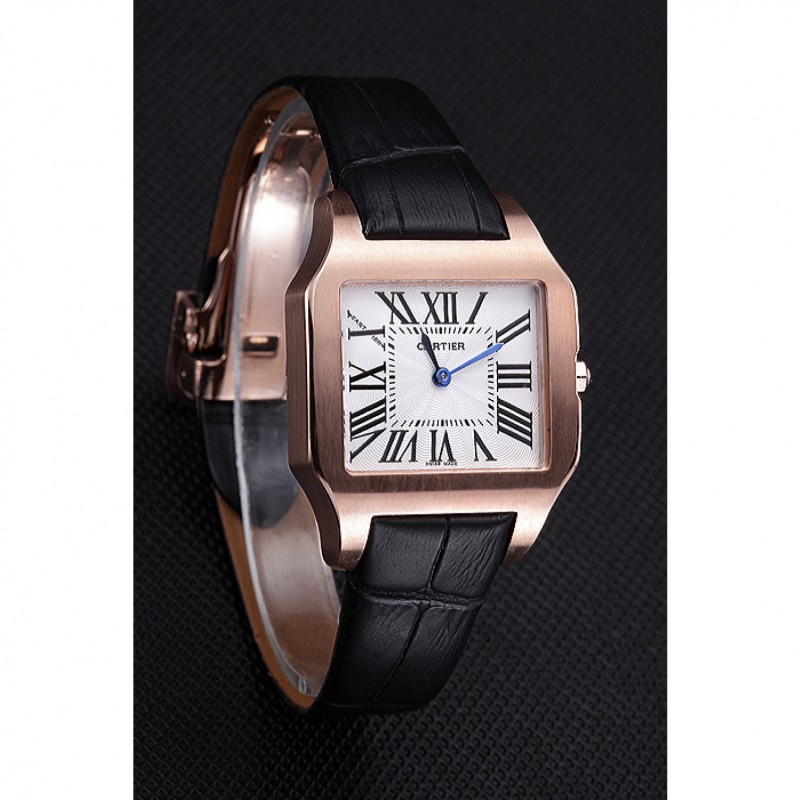 SS Replica Watches Cartier Santos 100 Polished Rose Gold Bezel 621920-2