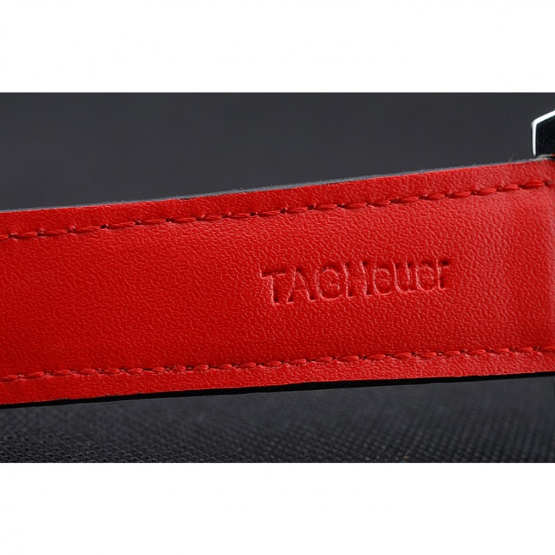 Luxury Replica Watches Tag Heuer Monaco Black-Green Perforated Leather Strap Black Dial 80308-6