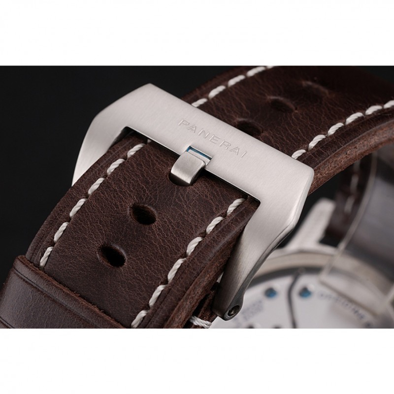 Swiss Panerai Luminor Black Dial Stainless Steel Case Brown Leather Strap 1453854-5