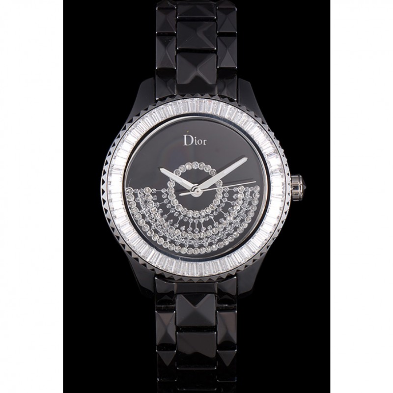 Dior VIII Baguette Cut White Diamonds with Diamond Encrusted Dial cd13 621366-1